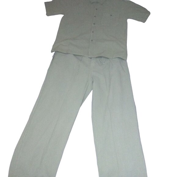 'UNISEX' GREEN PANS COTTON TWO-PIECE - Picture 11 of 16